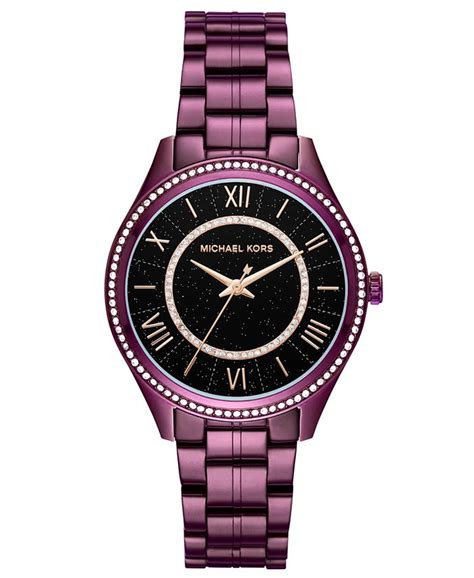 New Michael Kors Women's Lauryn Stainless Steel Watch Plum 